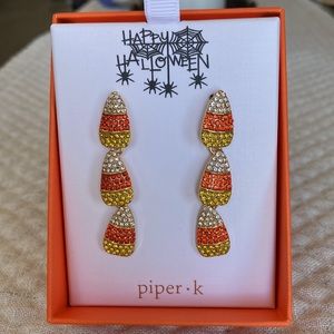 Piper K Candy Corn Halloween Dangle Earrings